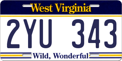 WV license plate 2YU343