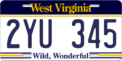 WV license plate 2YU345
