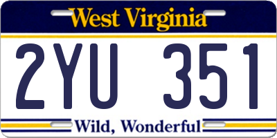 WV license plate 2YU351