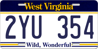 WV license plate 2YU354