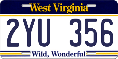 WV license plate 2YU356