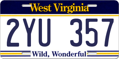 WV license plate 2YU357