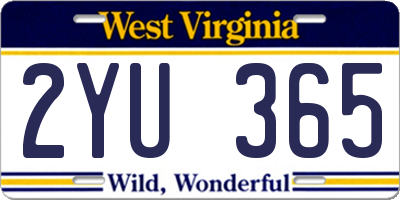 WV license plate 2YU365