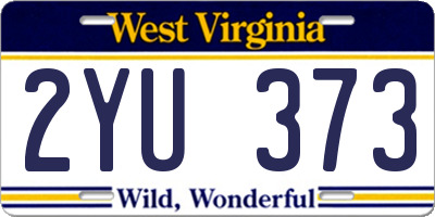 WV license plate 2YU373