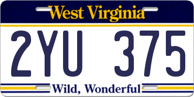 WV license plate 2YU375