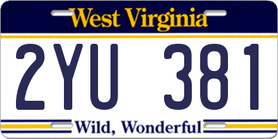 WV license plate 2YU381