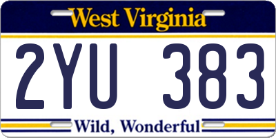 WV license plate 2YU383