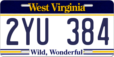 WV license plate 2YU384