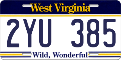 WV license plate 2YU385