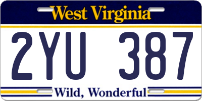 WV license plate 2YU387