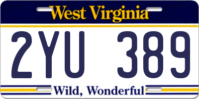 WV license plate 2YU389