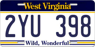 WV license plate 2YU398