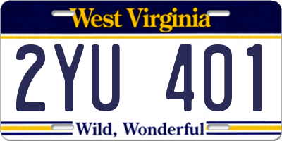 WV license plate 2YU401