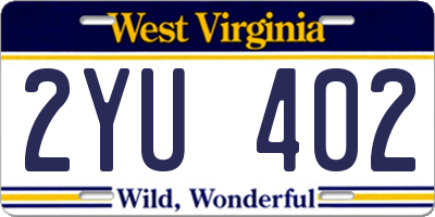 WV license plate 2YU402