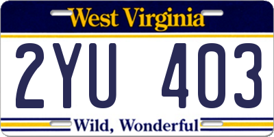 WV license plate 2YU403