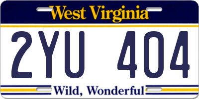WV license plate 2YU404