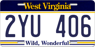 WV license plate 2YU406