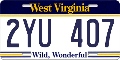 WV license plate 2YU407