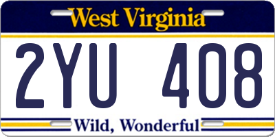 WV license plate 2YU408