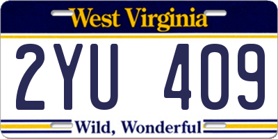 WV license plate 2YU409