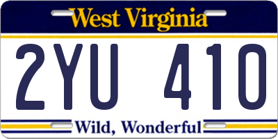 WV license plate 2YU410