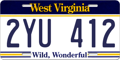 WV license plate 2YU412