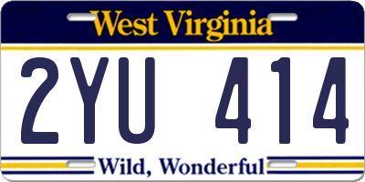 WV license plate 2YU414