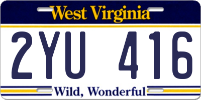 WV license plate 2YU416
