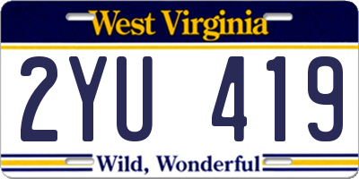 WV license plate 2YU419