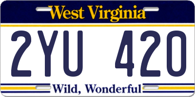 WV license plate 2YU420