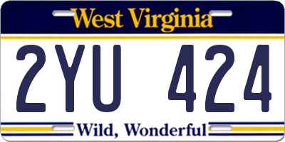 WV license plate 2YU424