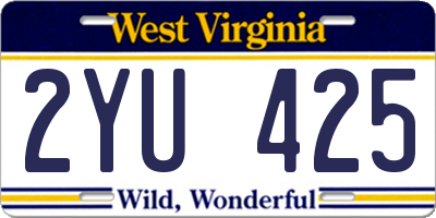WV license plate 2YU425