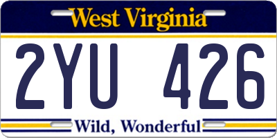 WV license plate 2YU426