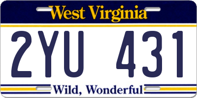 WV license plate 2YU431