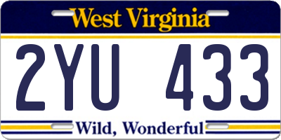 WV license plate 2YU433