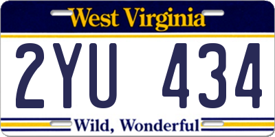 WV license plate 2YU434