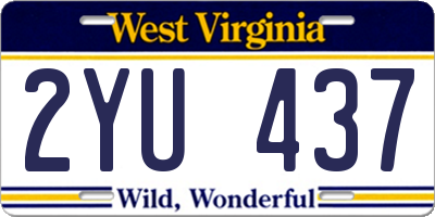 WV license plate 2YU437