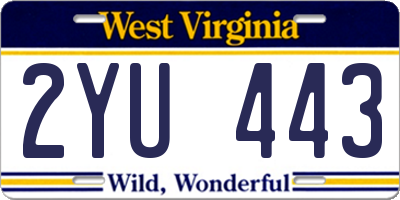 WV license plate 2YU443