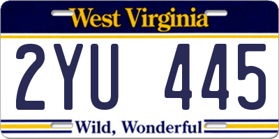 WV license plate 2YU445