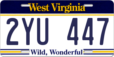 WV license plate 2YU447