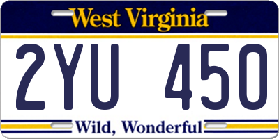 WV license plate 2YU450