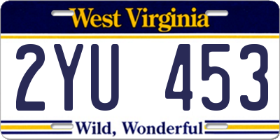 WV license plate 2YU453