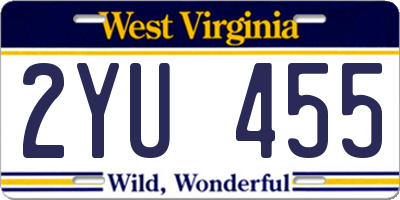 WV license plate 2YU455