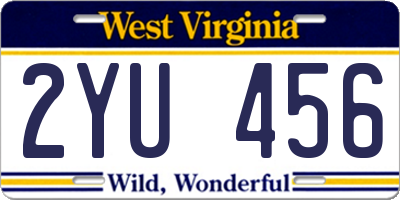 WV license plate 2YU456