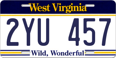 WV license plate 2YU457