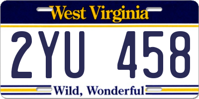 WV license plate 2YU458