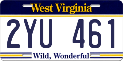 WV license plate 2YU461