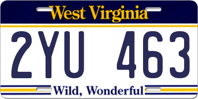 WV license plate 2YU463