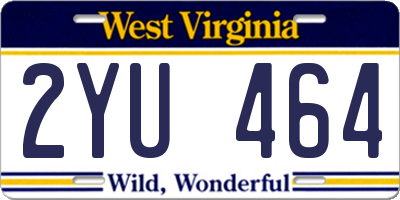 WV license plate 2YU464