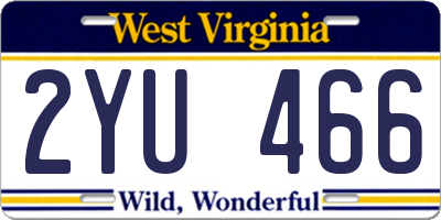 WV license plate 2YU466